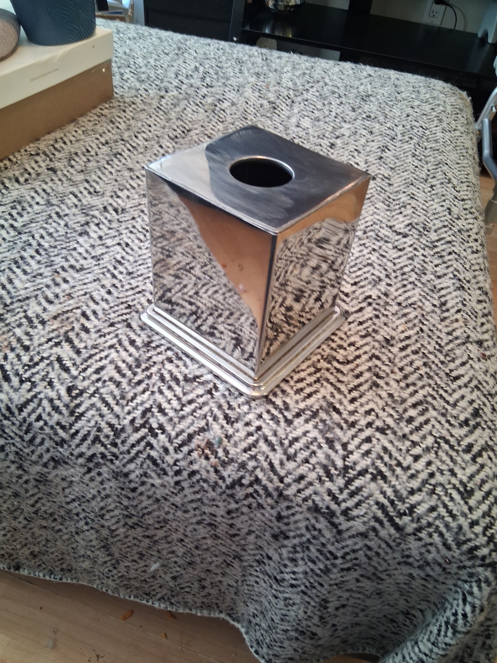 Silver Colored Metal Tissue Box Cover Home Decor  Bathroom Accessories